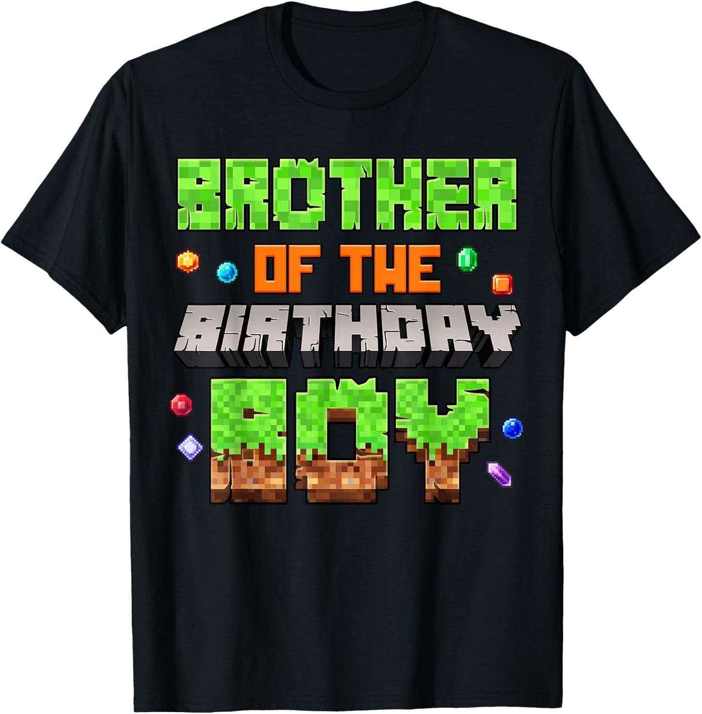 Brother Of The Birthday Boy Pixel Gaming Video Game Kids T-Shirt - T-Shirt | Black