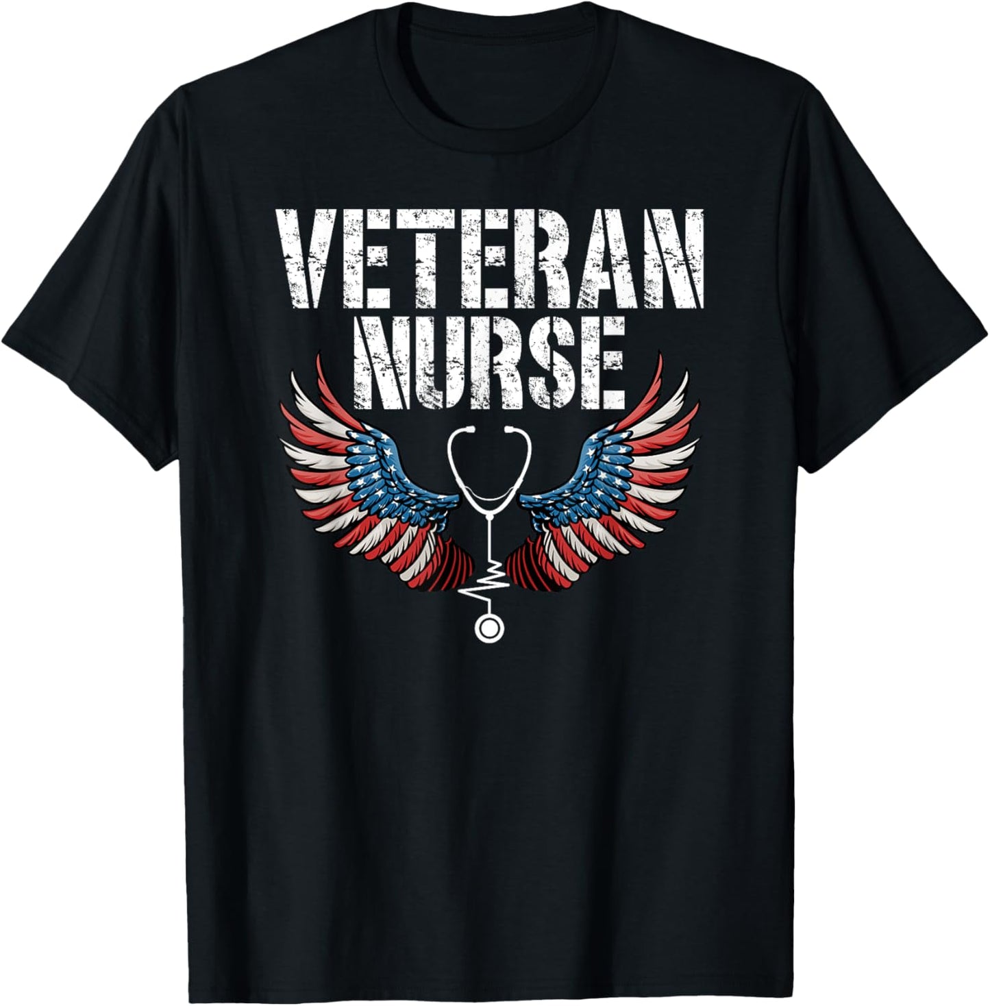 Veteran Nurse US Flag Veteran Nursing T-Shirt - T-Shirt | Black