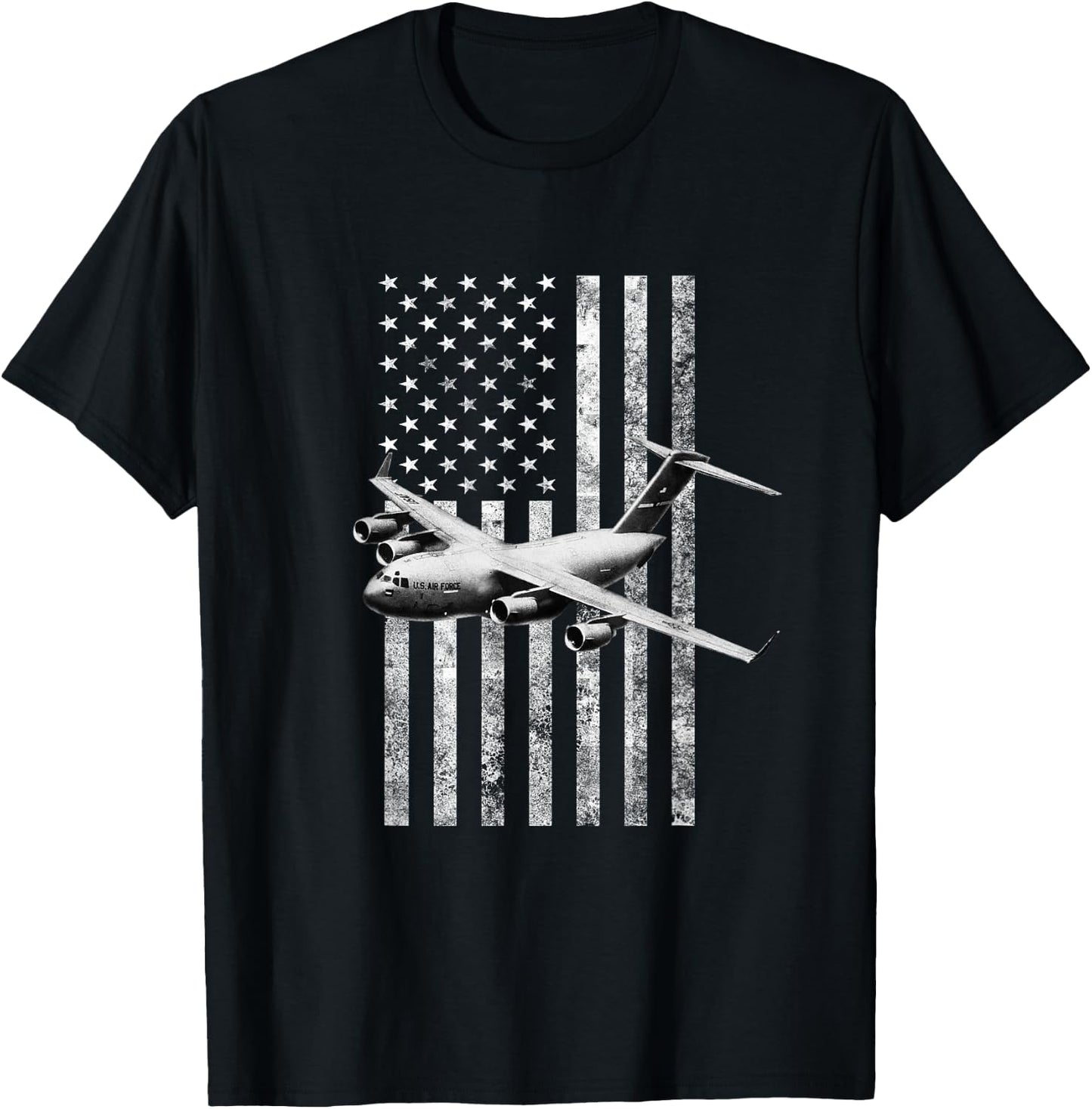 C-17 USA American Flag - Military T-Shirt - T-Shirt | Black