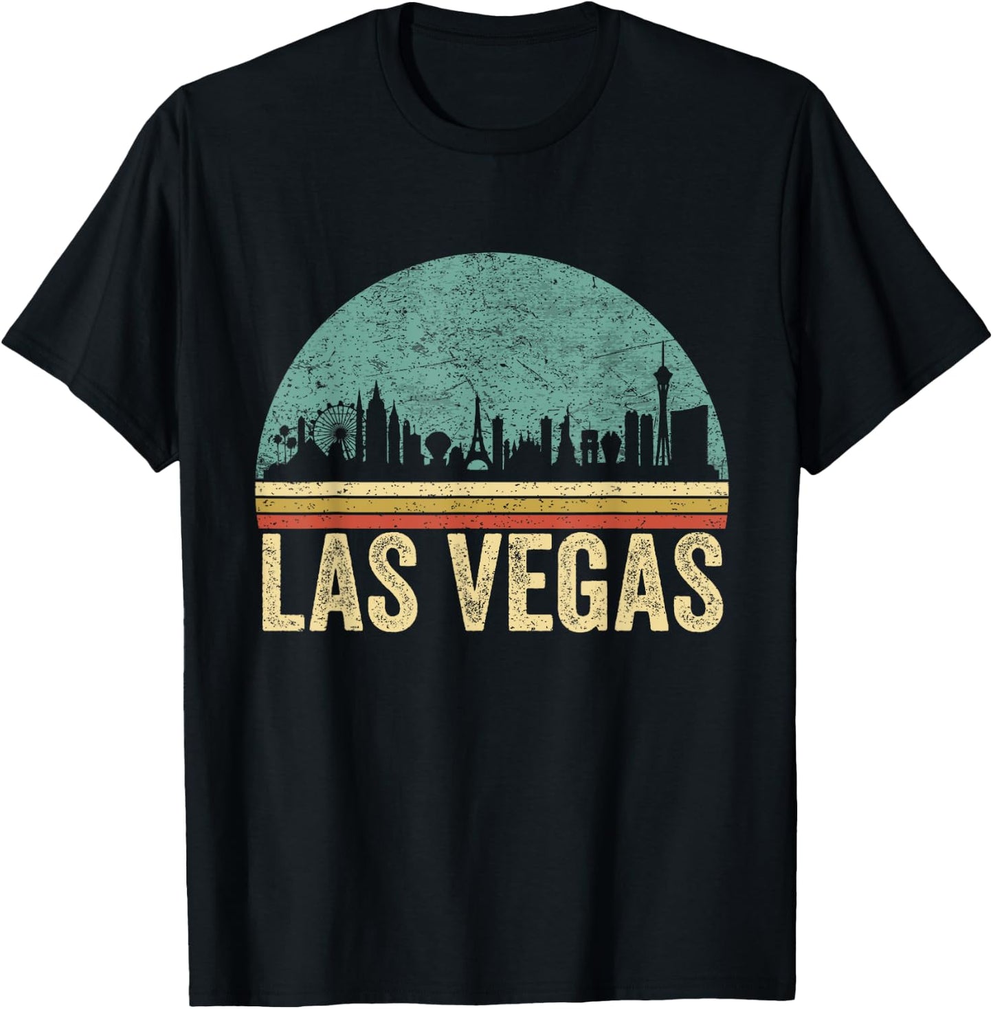 Vintage Retro Las Vegas Souvenir Skyline Las Vegas T-Shirt - T-Shirt | Black