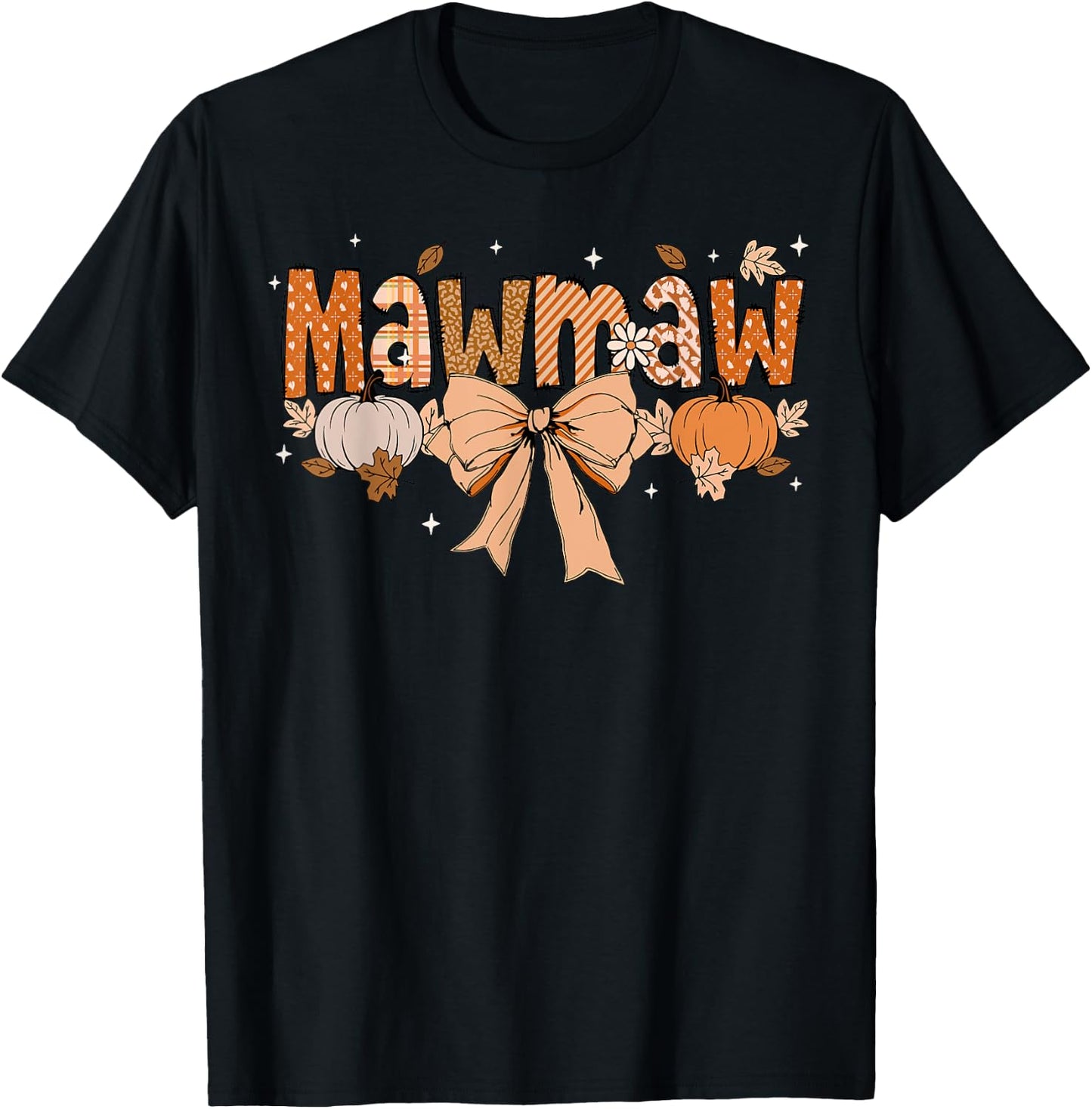 Mawmaw Pumpkin Fall Coquette Bow Thanksgiving Mom Women T-Shirt - T-Shirt | Black
