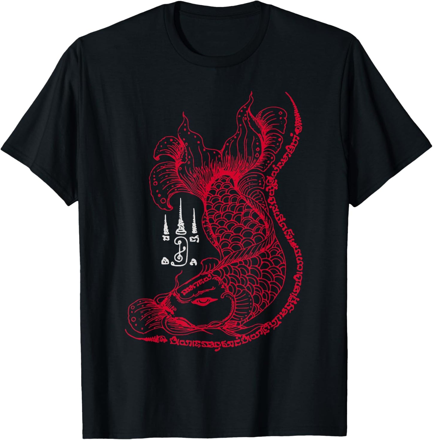 Thailand Dragon Fish Spiritual Sak Yant Thai Tattoo T-Shirt - T-Shirt | Black
