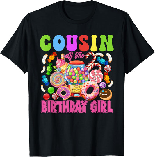 Cousin of The Birthday Girl Candyland Matching Family T-Shirt - T-Shirt | Black