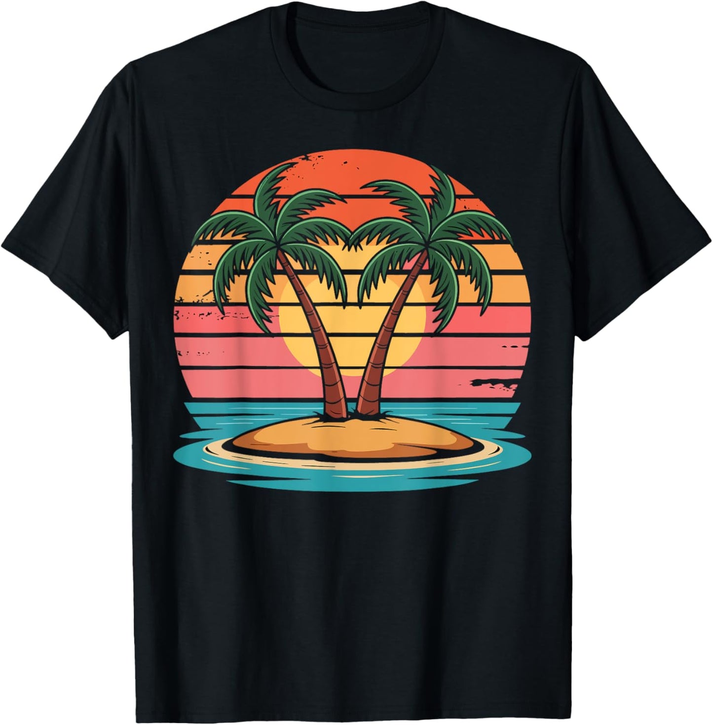 Retro Palm Trees Sunset Tropical Summer Gifts Women T-Shirt - T-Shirt | Black