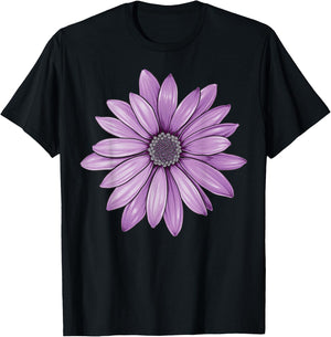 Purple Daisy Flower T-Shirt - T-Shirt | Black