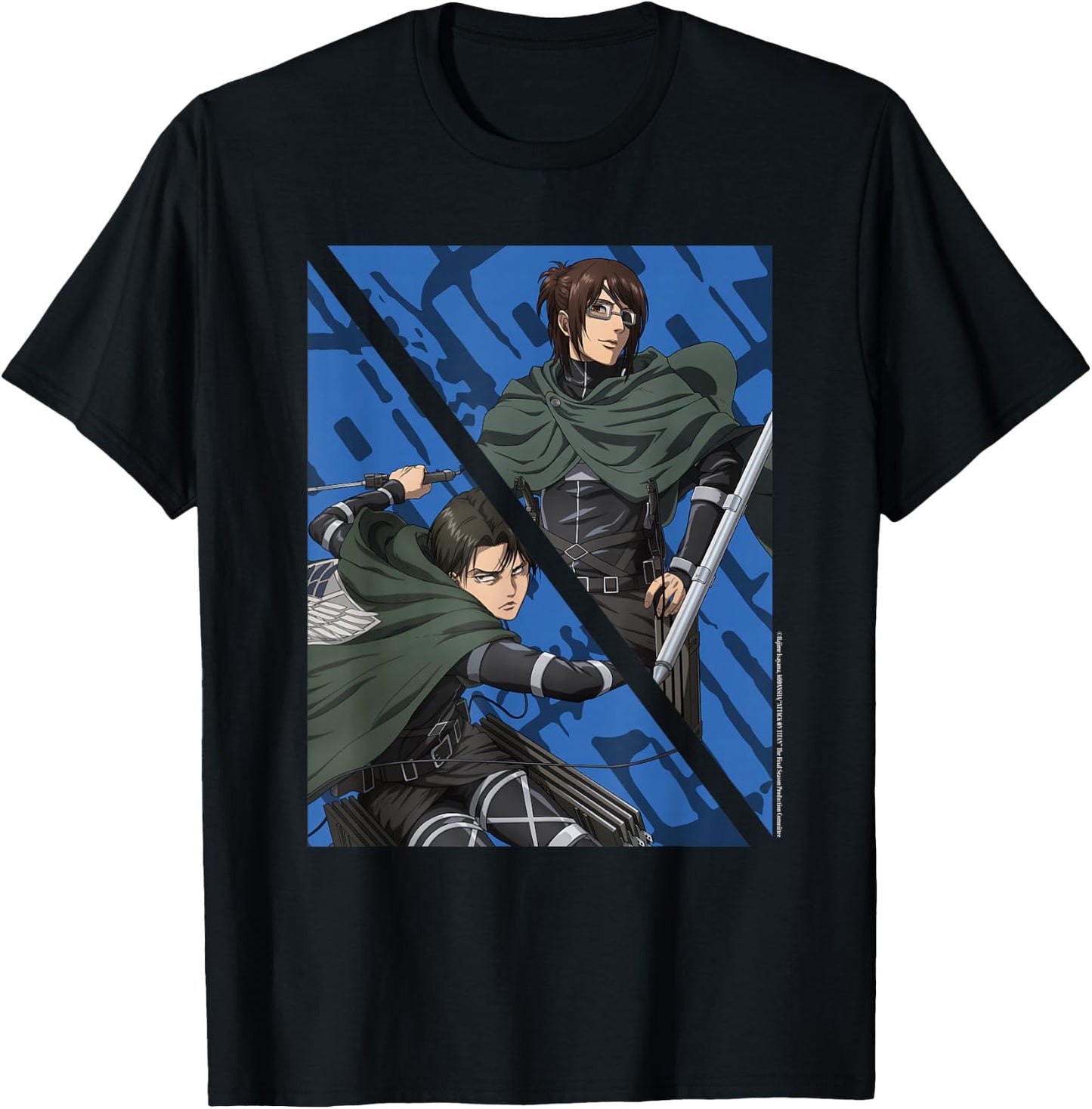 Attack on Titan Final Season - Levi Ackerman & Hange Zoe T-Shirt - T-Shirt | Black