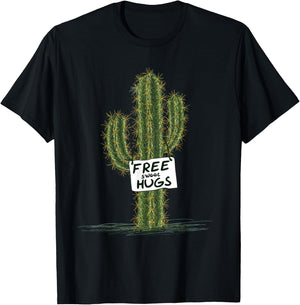 Cactus Cacti Funny Art Humor Free Sweet Hugs T-Shirt - T-Shirt | Black