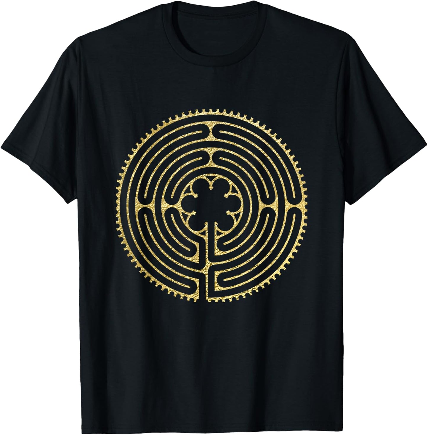 Labyrinth Ancient Chartres Maze Yoga Design T-Shirt - T-Shirt | Black