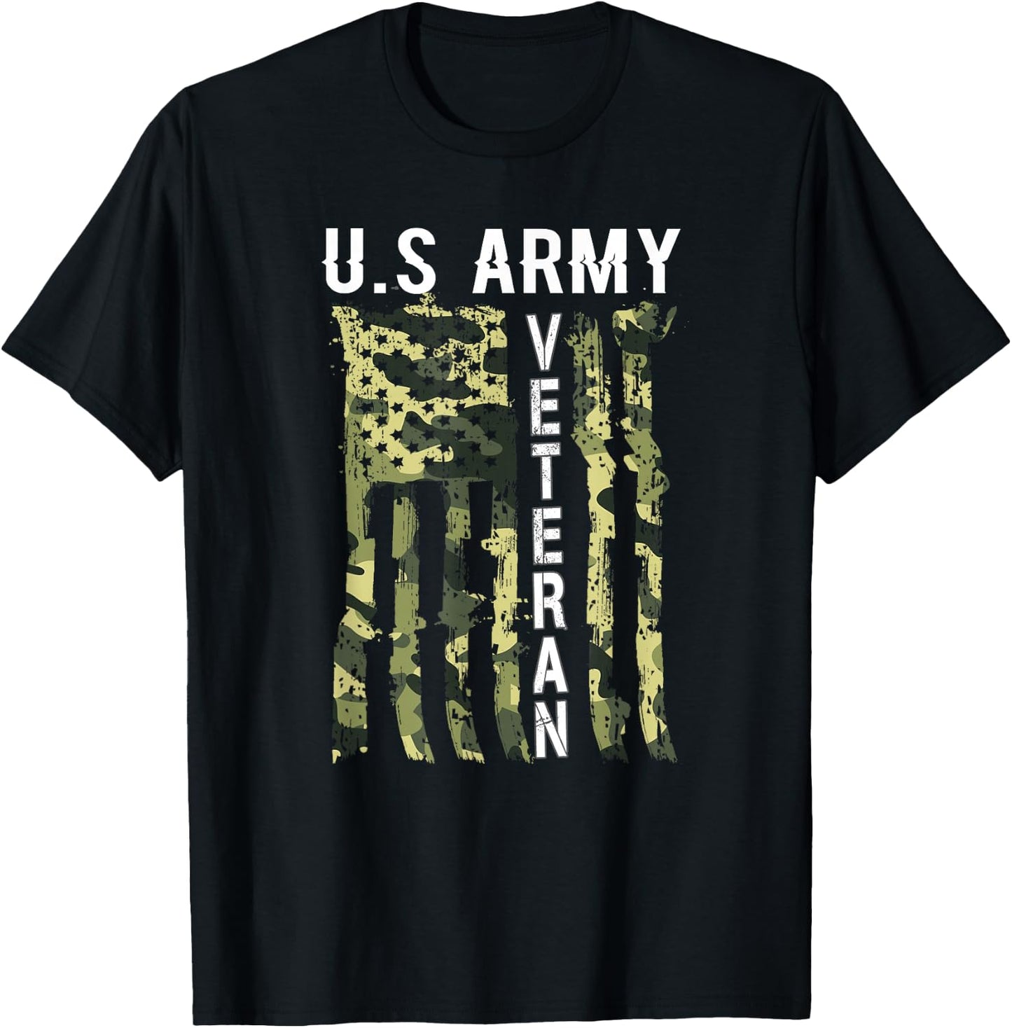 Veteran USA Camo 4th of July Shirt Man Woman T-Shirt - T-Shirt | Black