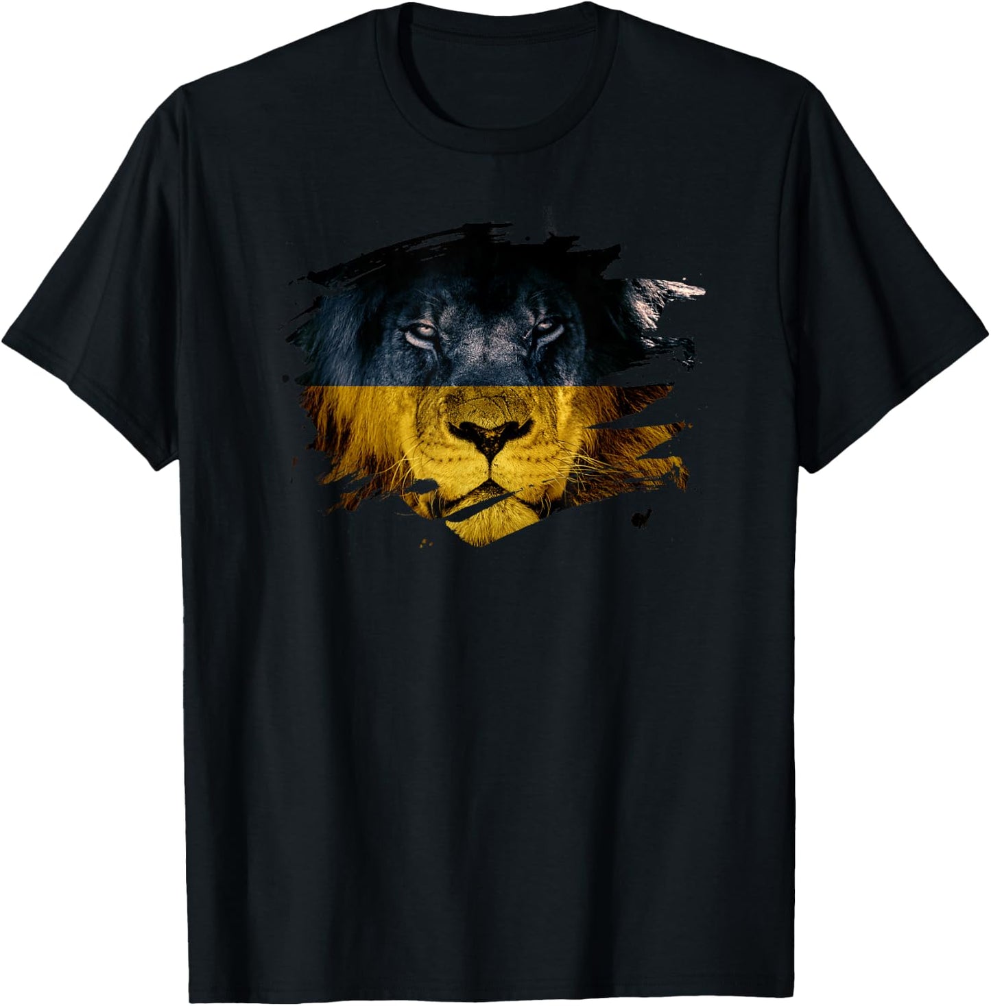 Ukraine Flag & African Lion - Ukrainian Pride T-Shirt - T-Shirt | Black
