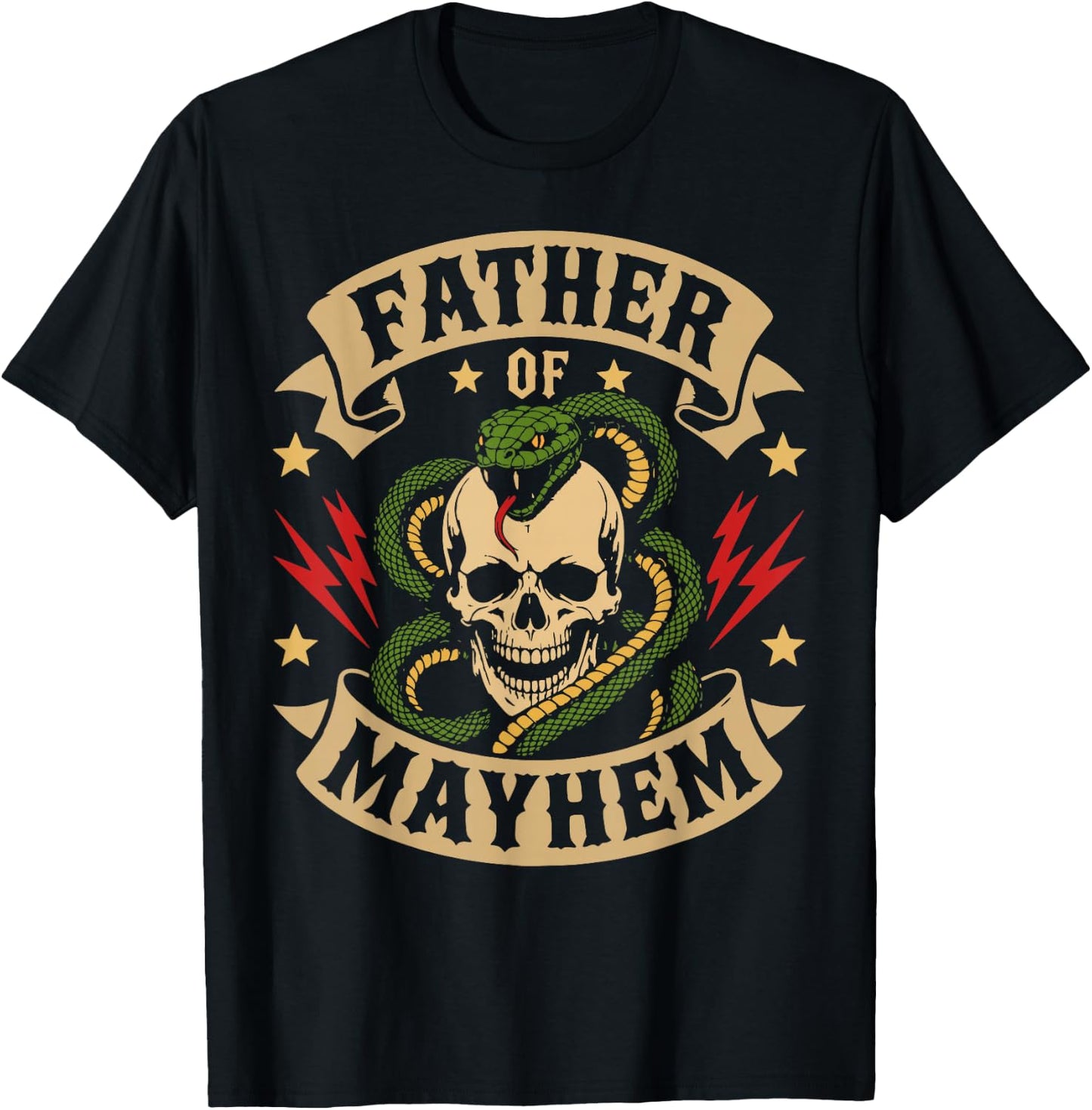 Father of Mayhem Men Dad Funny Father's Day Matching Family T-Shirt - T-Shirt | Black