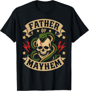 Father of Mayhem Men Dad Funny Father's Day Matching Family T-Shirt - T-Shirt | Black