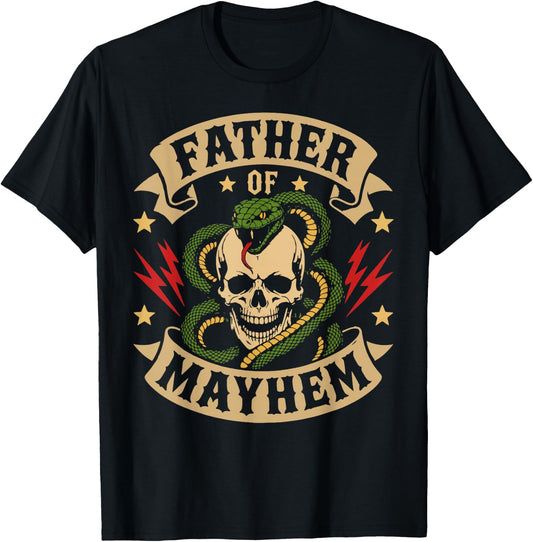Father of Mayhem Men Dad Funny Father's Day Matching Family T-Shirt - T-Shirt | Black