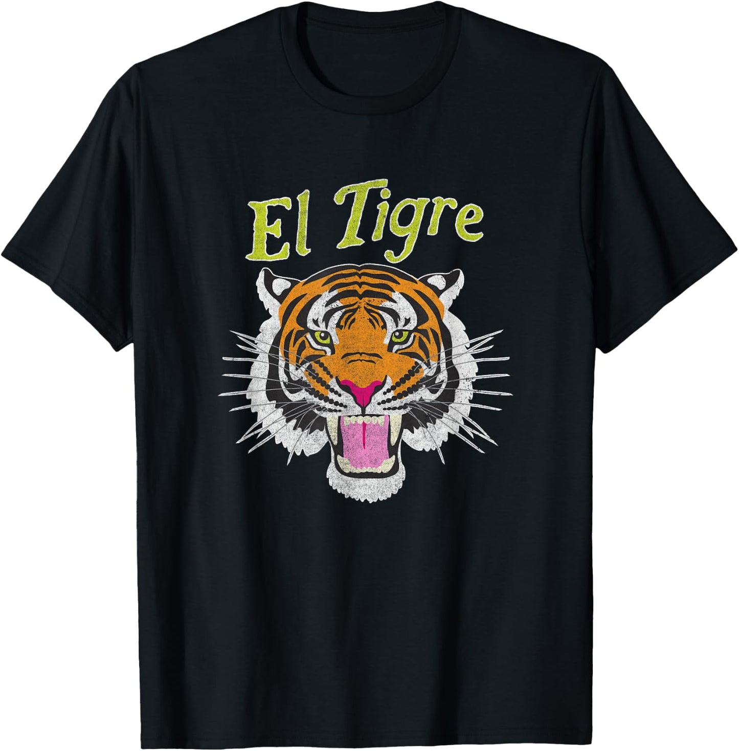 El Tigre Vintage Snarling Tiger Retro Men Women T-Shirt - T-Shirt | Black
