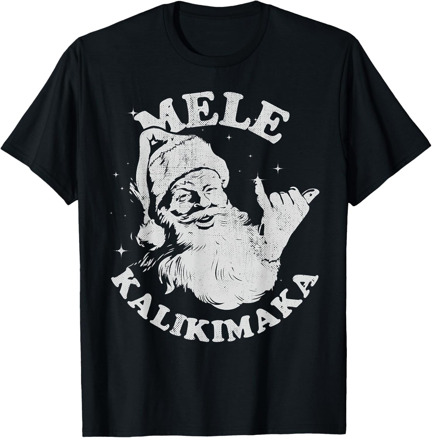 Retro Christmas Mele Kalikimaka Santa Shaka Hawaii T-Shirt - T-Shirt | Black