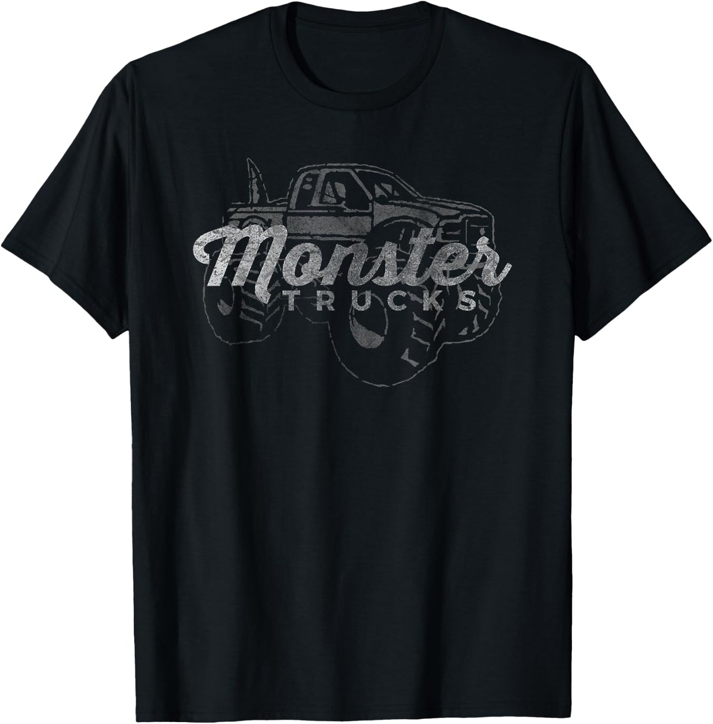 Monster Trucks Vintage Retro Big Truck Lover Men Women Kids T-Shirt - T-Shirt | Black