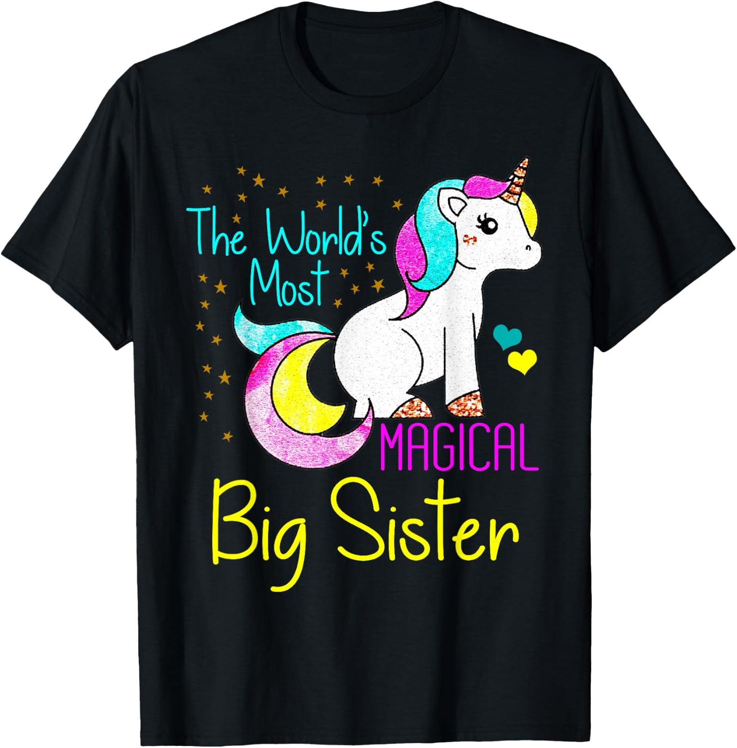 Magical Unicorn Big Sister Cute Funny Novelty Gift T-Shirt - T-Shirt | Black