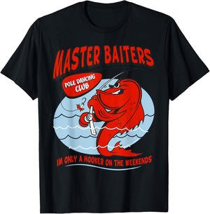 Master Baiters Fishing Pole Humor Funny Fisherman T-Shirt - T-Shirt | Black