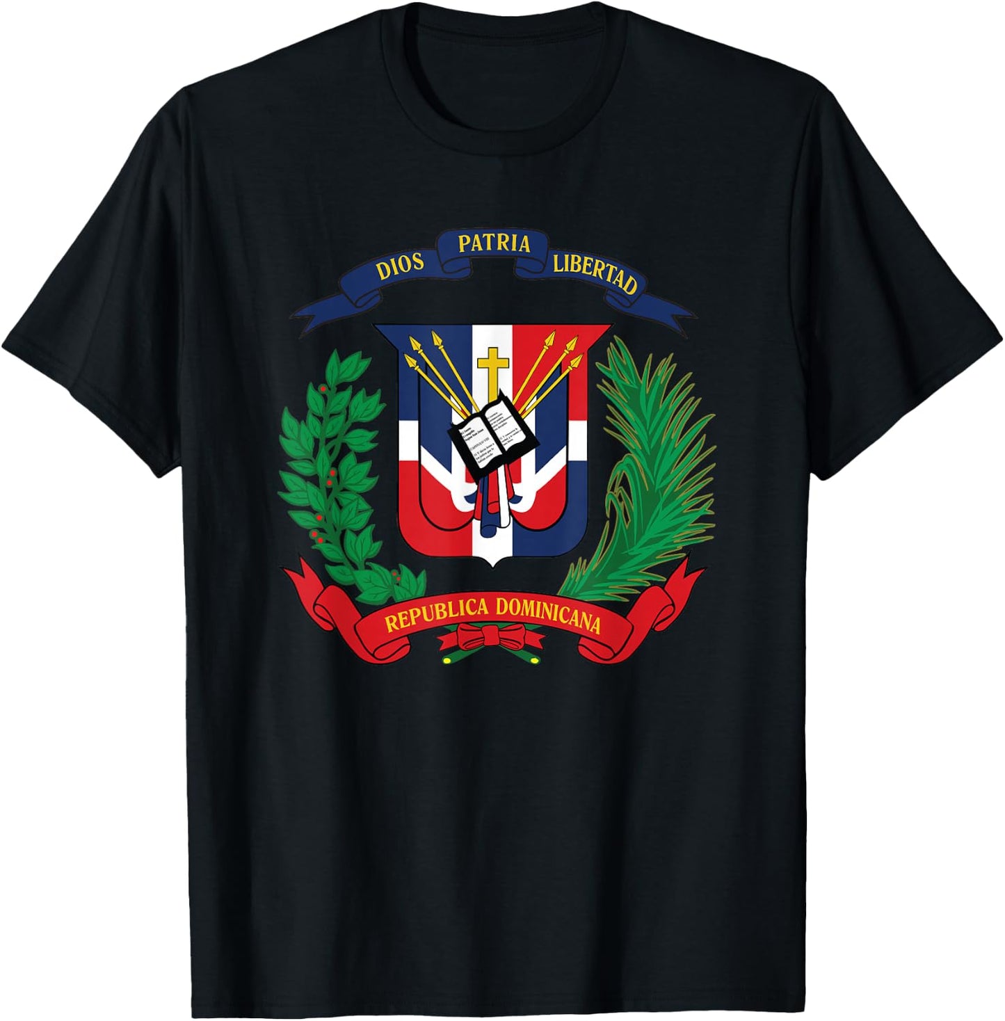 Coat of Arms Republica Dominicana Bandera Dominican Flag T-Shirt - T-Shirt | Black