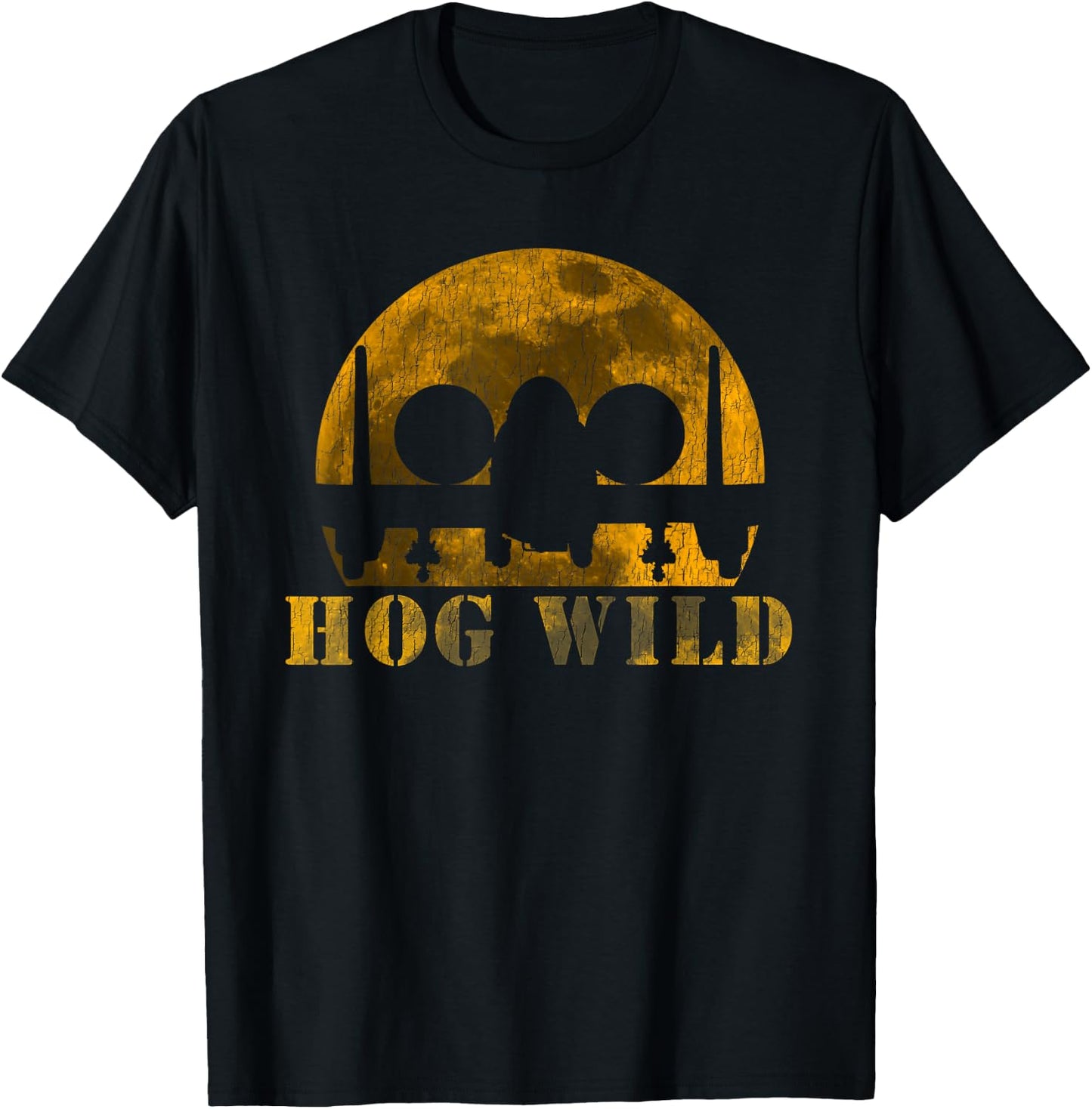 A10 Warthog Hog Wild Silhouette Military Aviation T Shirt T-Shirt - T-Shirt | Black