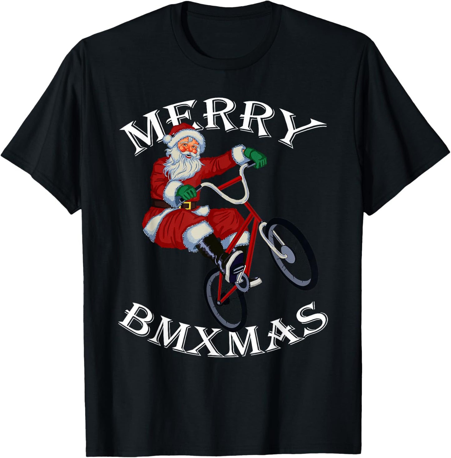 Merry BMXmas Christmas BMX Santa Gifts Funny T-Shirt - T-Shirt | Black