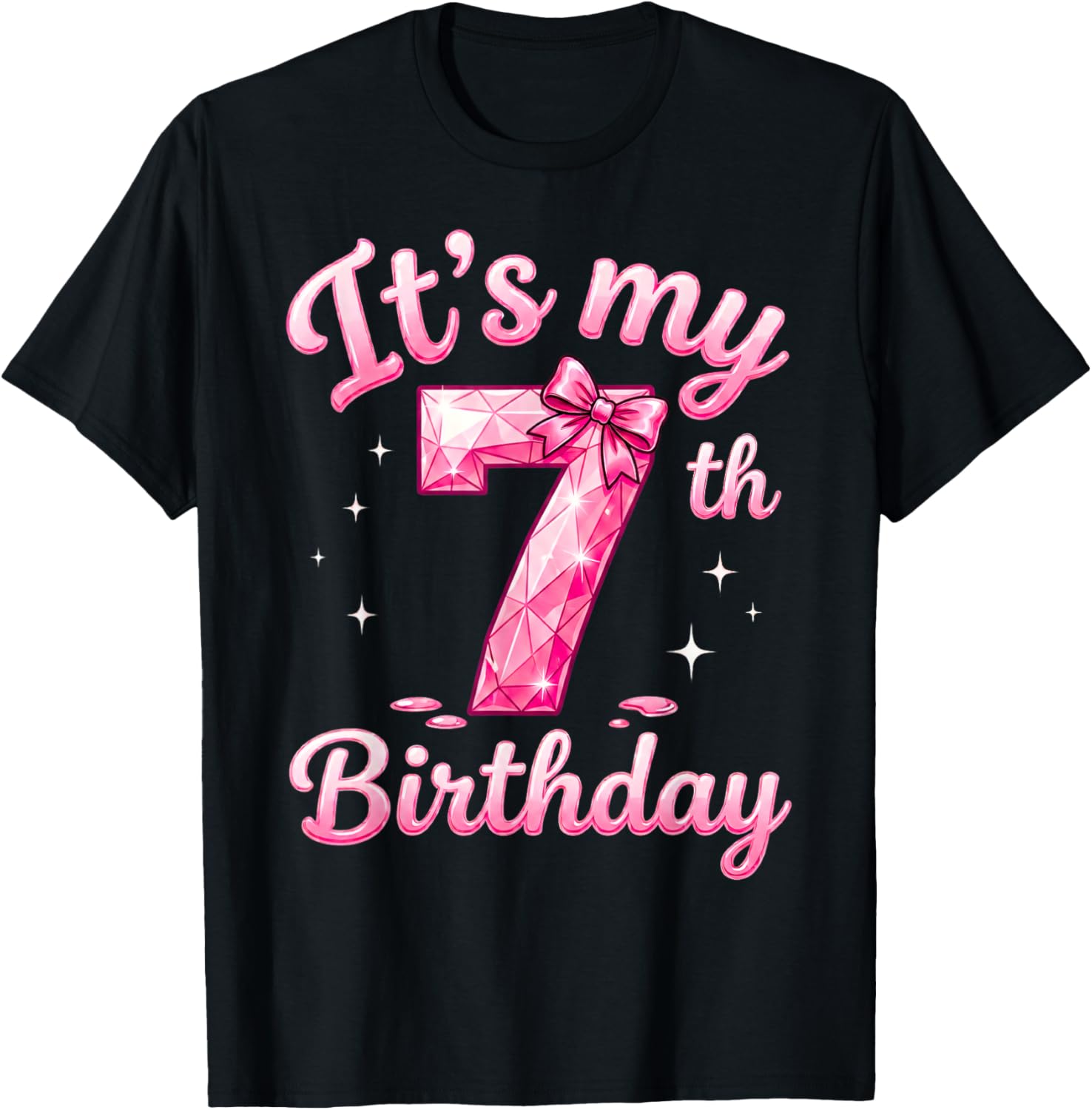 7th Birthday Girls Seven Years Old Design It's My 7 Bday T-Shirt - T-Shirt | Black