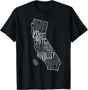 California National Parks Shirt Vintage Cali Parks Map T-Shirt - T-Shirt | Black