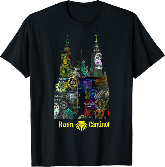 Buen Camino de Santiago Pilgrim Way of St. James Hikers Art T-Shirt - T-Shirt | Black