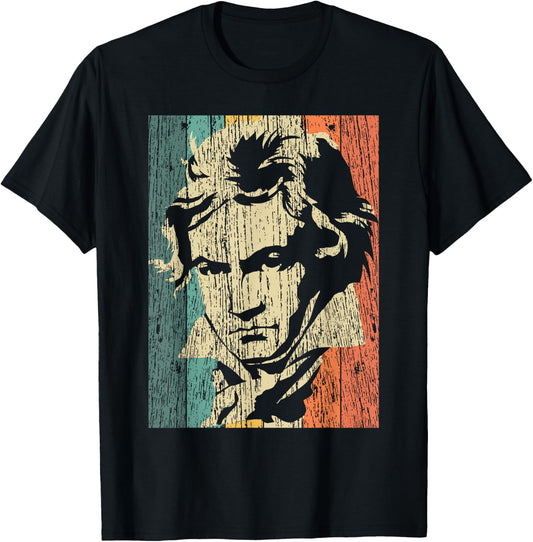 Beethoven T Shirt Ludwig Van Vintage Music Composer Gift T-Shirt - T-Shirt | Black