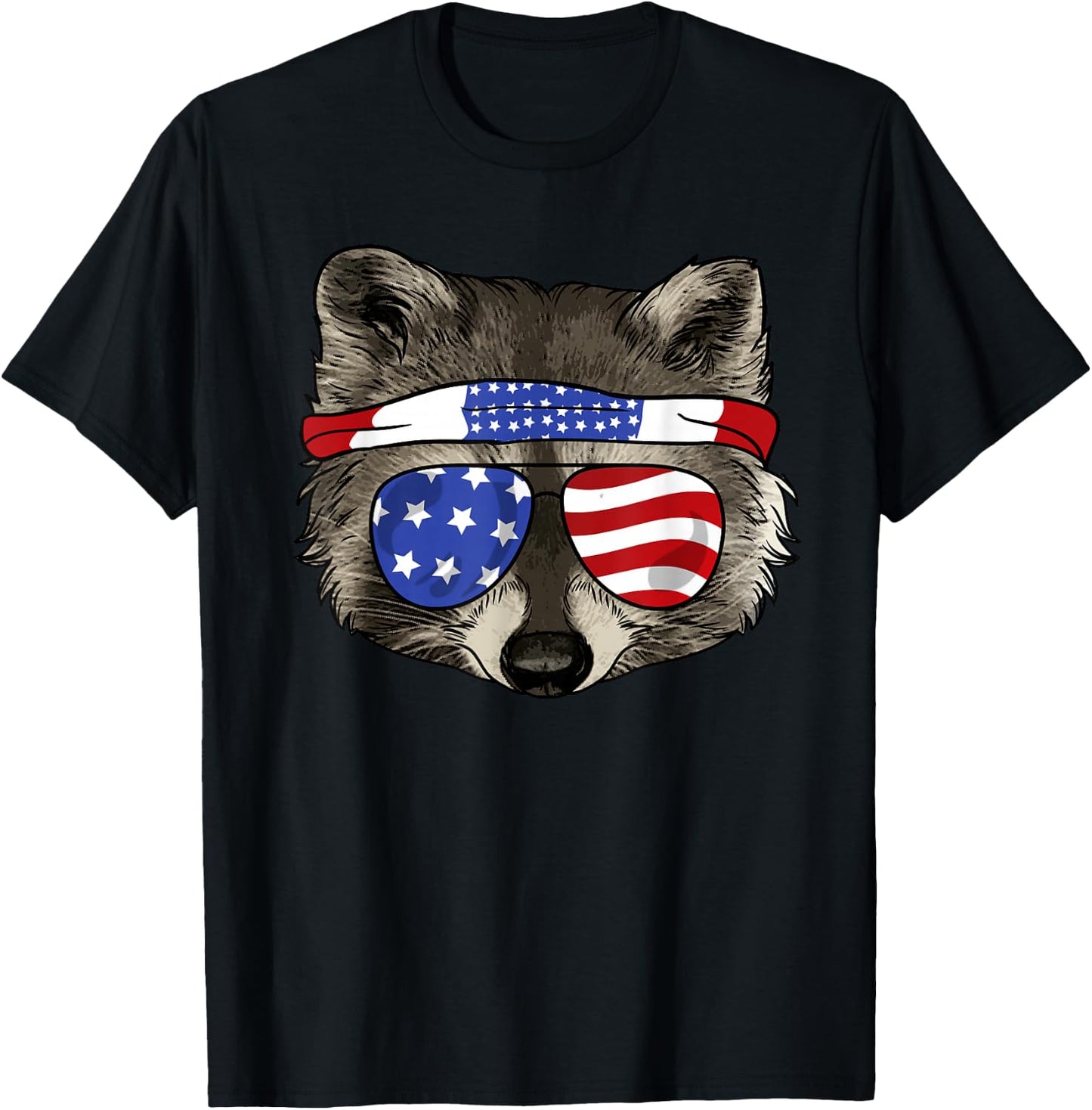 USA Patriotic Raccoon Shirt - July 4th - Trash Panda T-Shirt - T-Shirt | Black