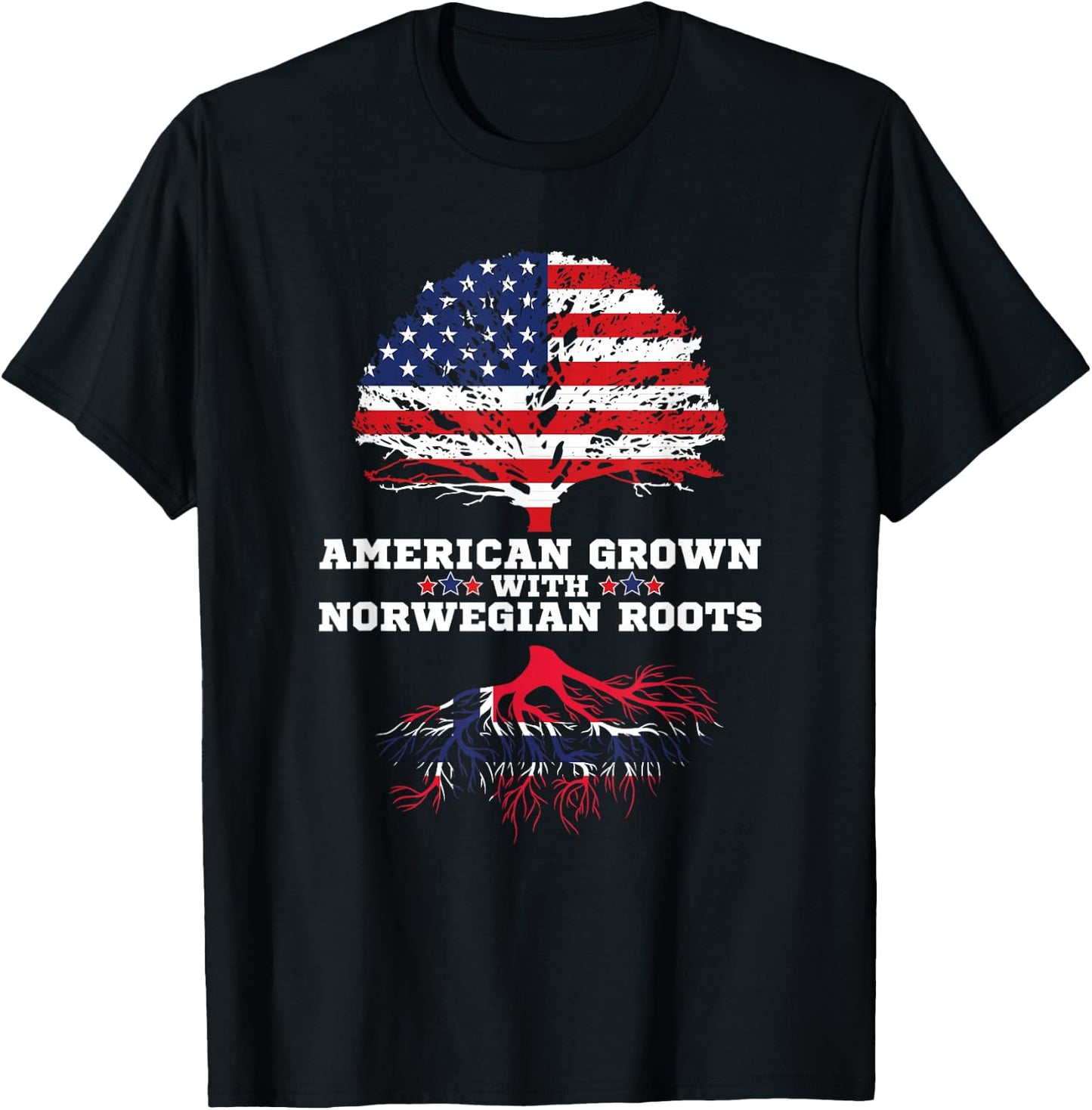 Norwegian American American Grown With Norway Roots T-Shirt - T-Shirt | Black