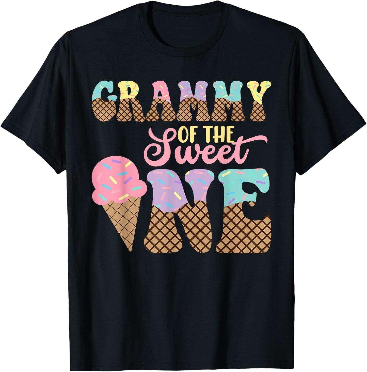 Grammy Of The Sweet One Ice Cream 1st First Birthday Family T-Shirt - T-Shirt | Black