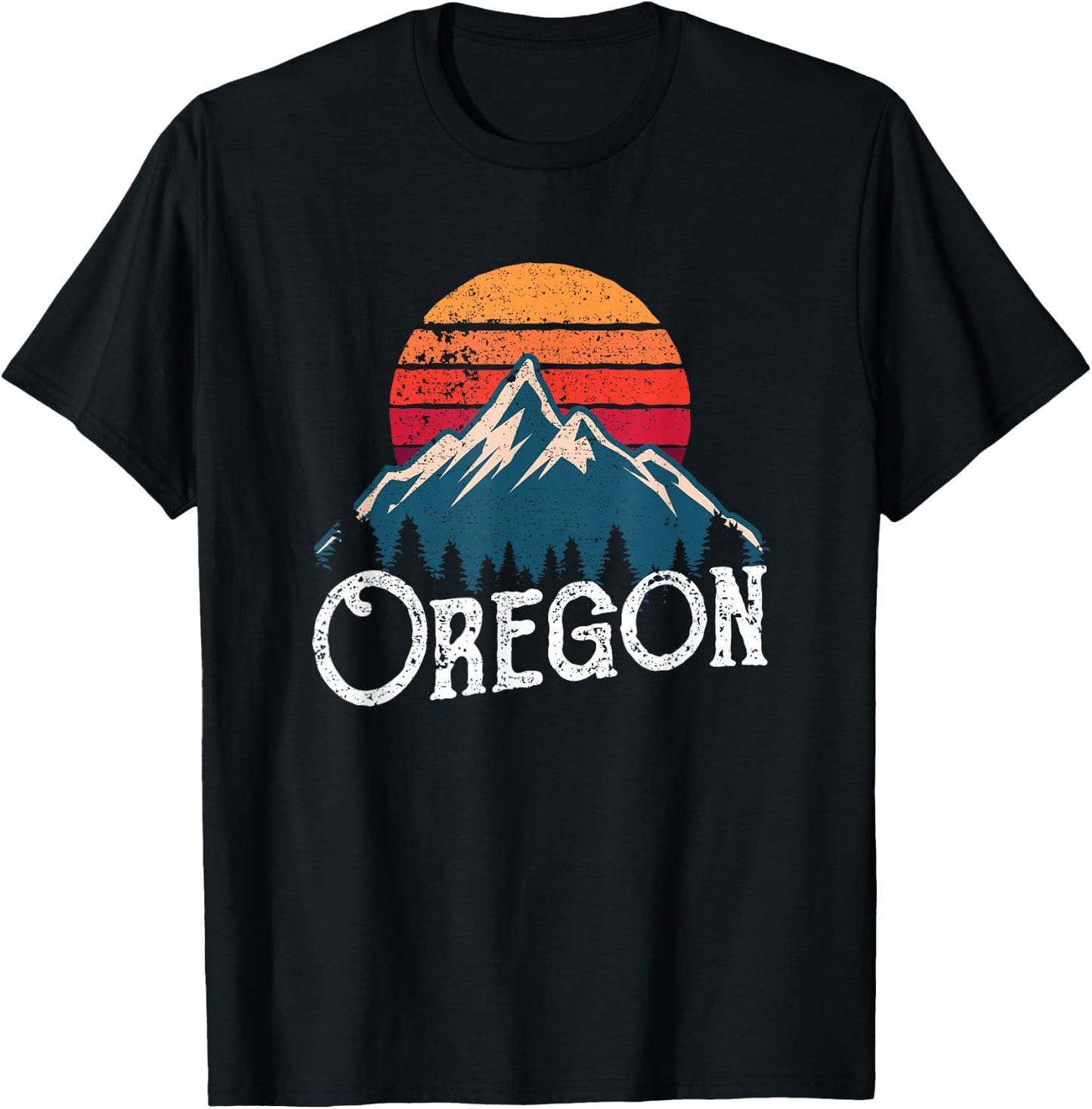 Retro Oregon OR Mountains Outdoor Wildness T-Shirt - T-Shirt | Black