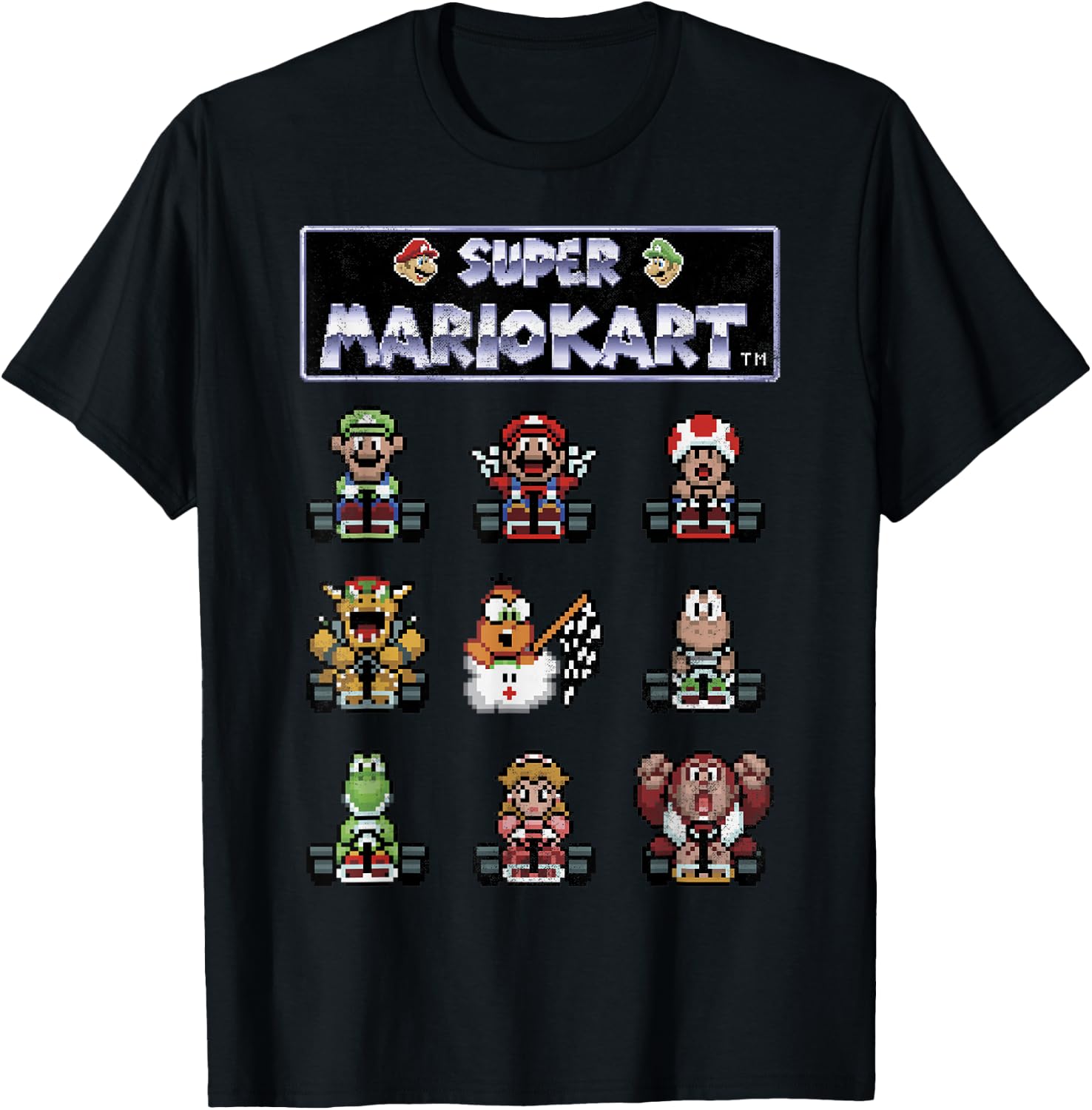 Mario Kart 8-bit Group Racers Retro Graphic T-Shirt - T-Shirt | Black