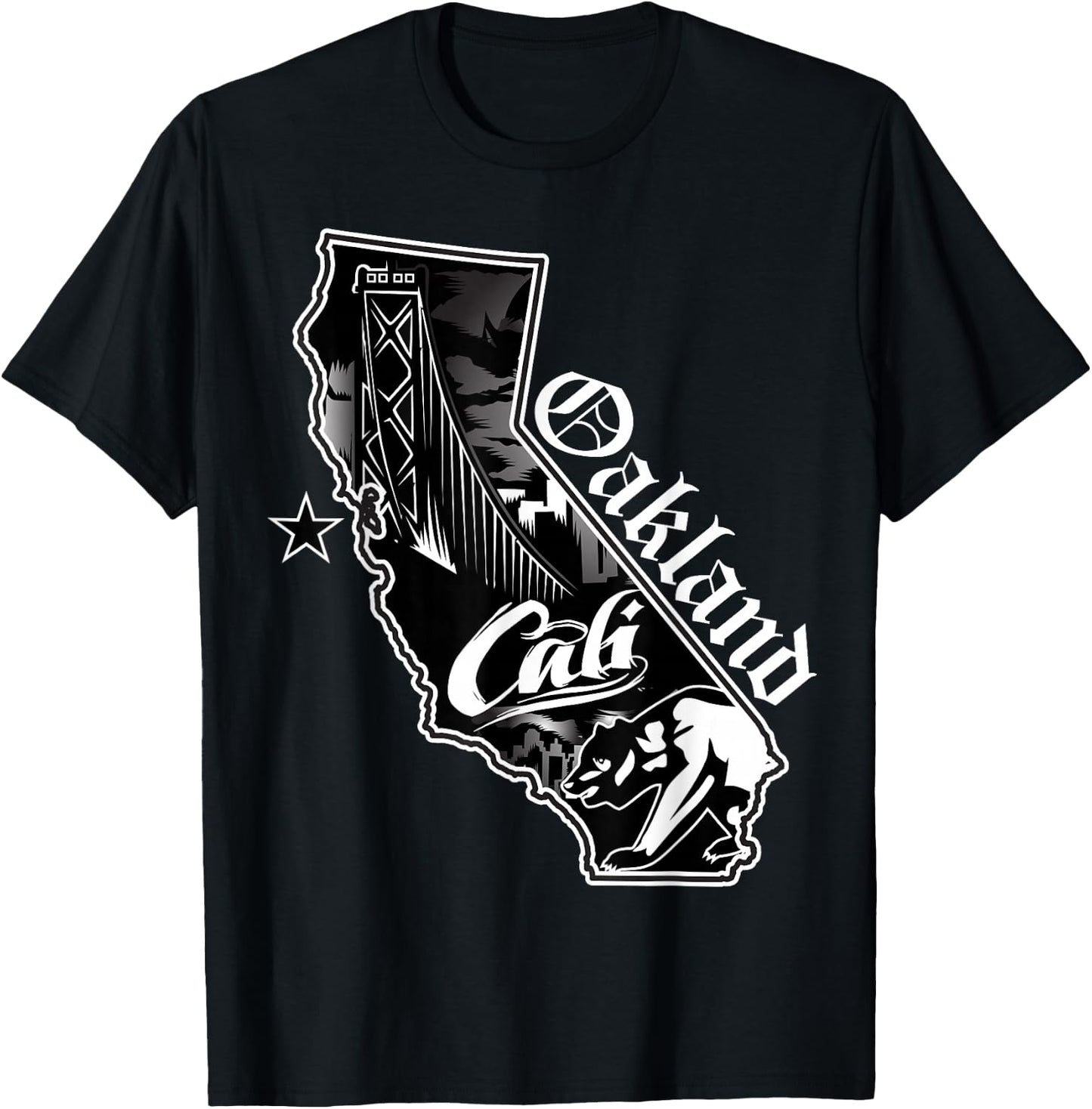 Oakland California Map Northern Cali Bay Area CA T-Shirt - T-Shirt | Black