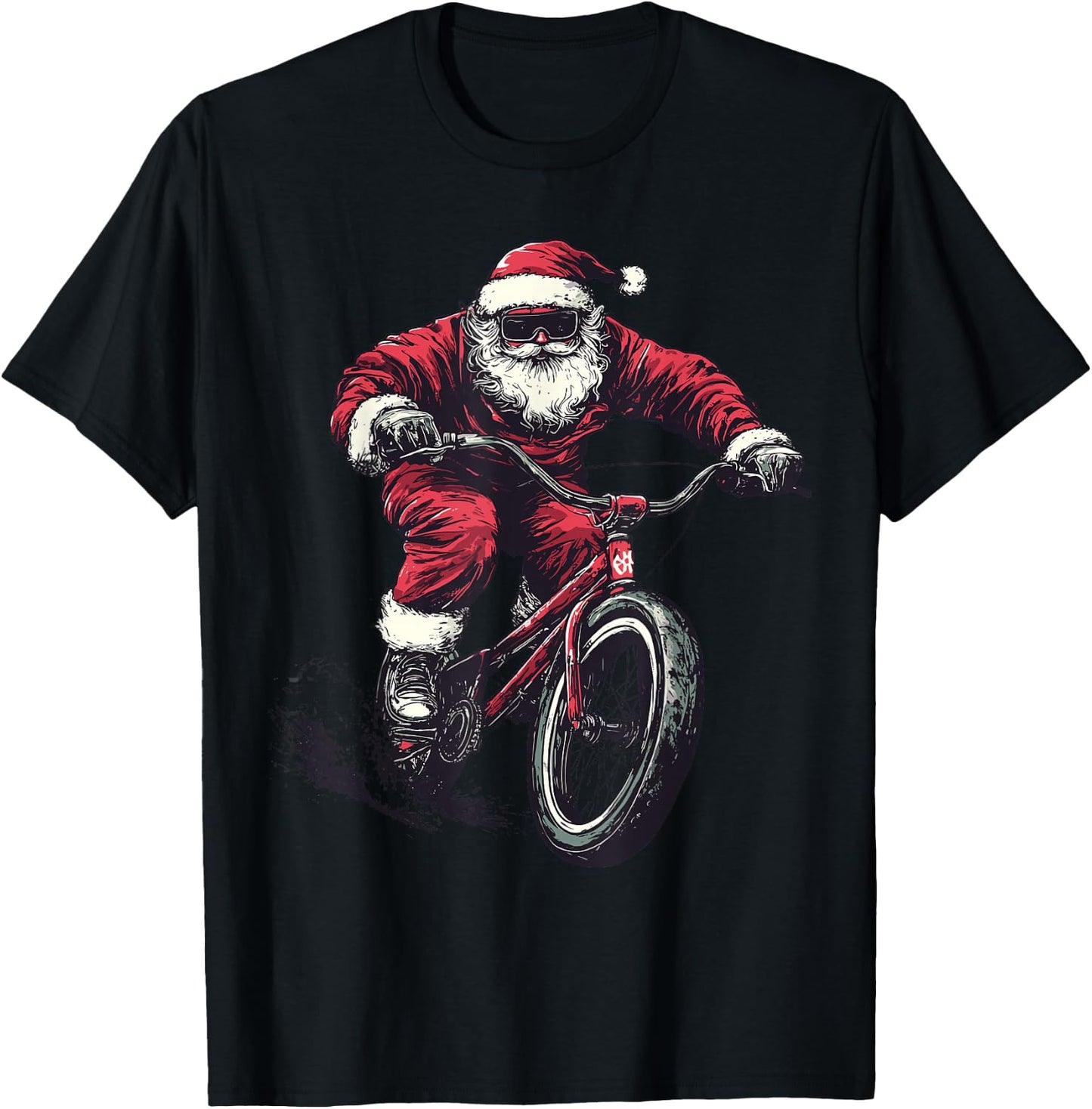 Funny Biker Cyclist Santa BMX Lover Christmas Xmas Pajama T-Shirt - T-Shirt | Black