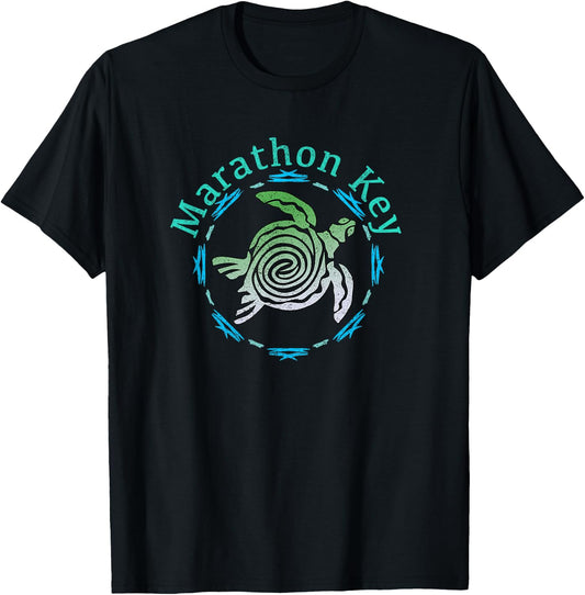 Marathon Key Florida / Vintage Tribal Turtle Gift T-Shirt - T-Shirt | Black