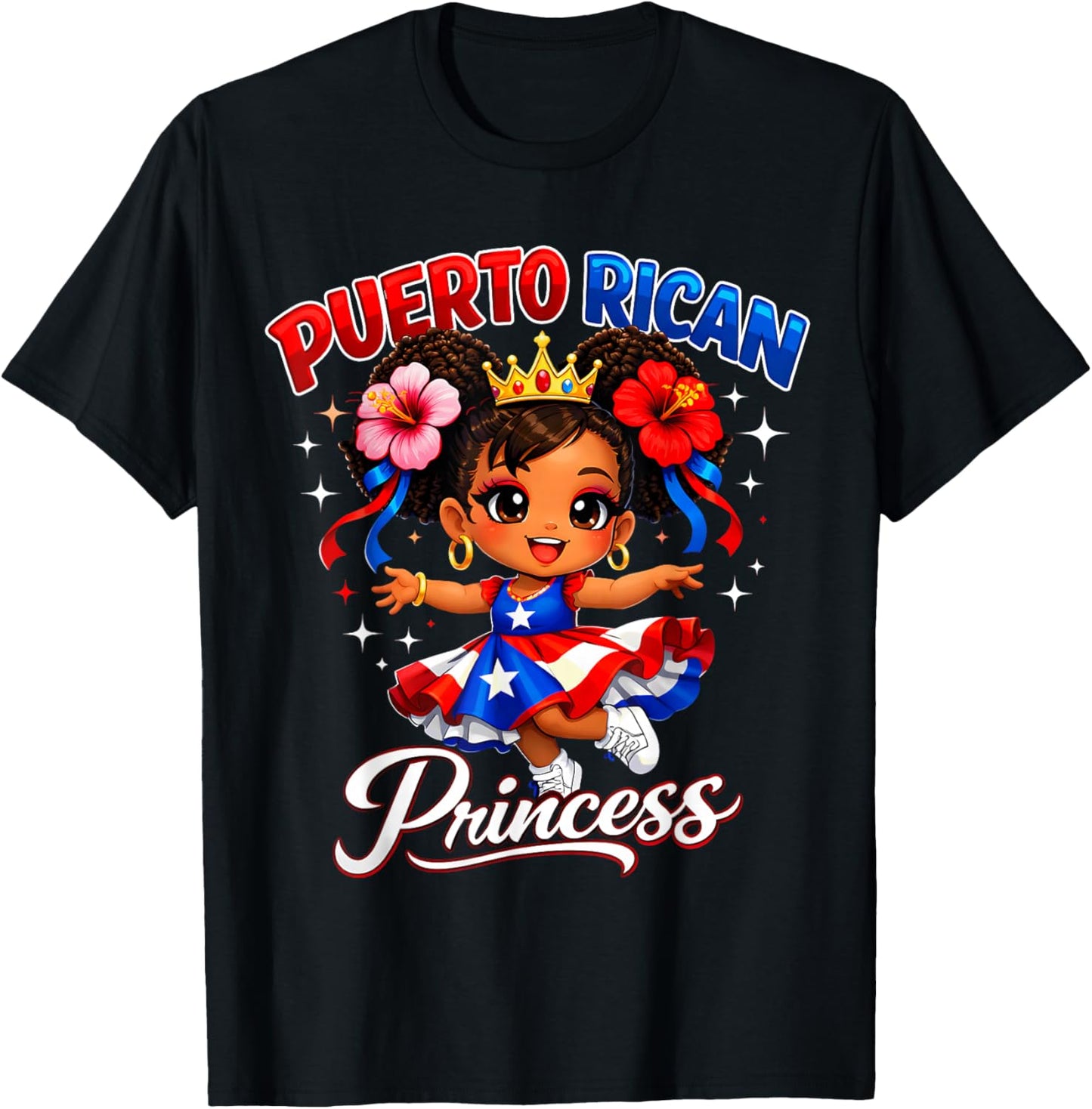 Puerto Rican Princess Puerto Rico Hispanic Heritage Girls T-Shirt - T-Shirt | Black