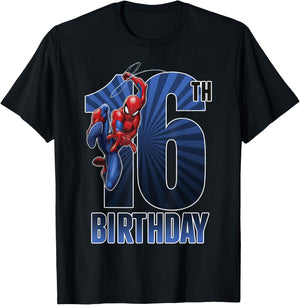 Marvel Spider-Man Swinging 16th Birthday Graphic T-Shirt - T-Shirt | Black