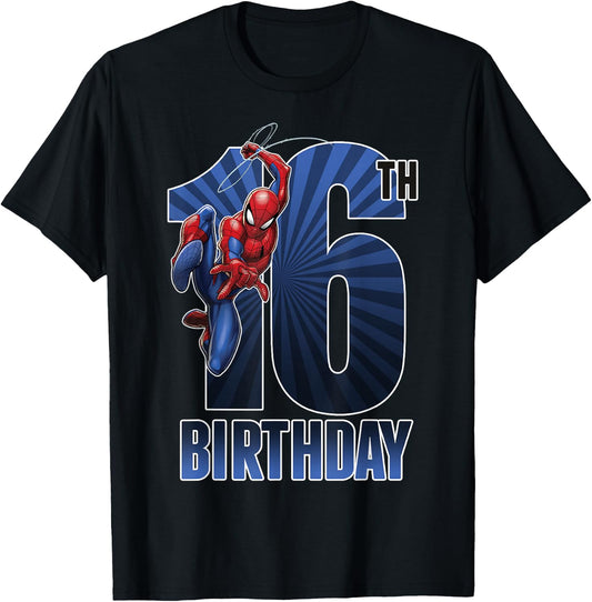 Marvel Spider-Man Swinging 16th Birthday Graphic T-Shirt - T-Shirt | Black