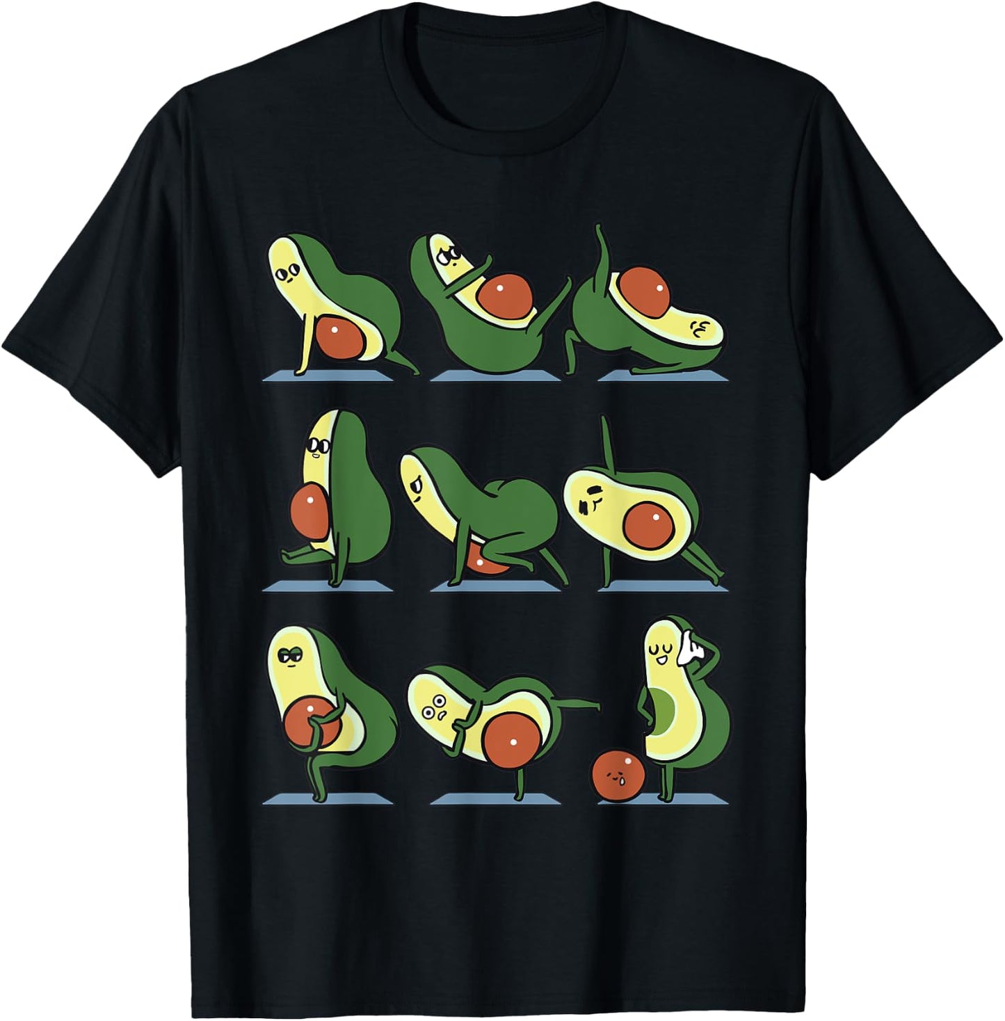Avocado Yoga For A Flat Tummy T-Shirt - T-Shirt | Black