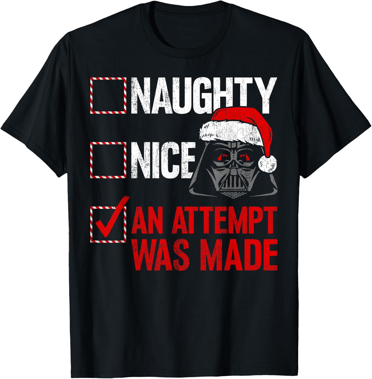 Star Wars Christmas Darth Vader Naughty or Nice Checklist T-Shirt - T-Shirt | Black
