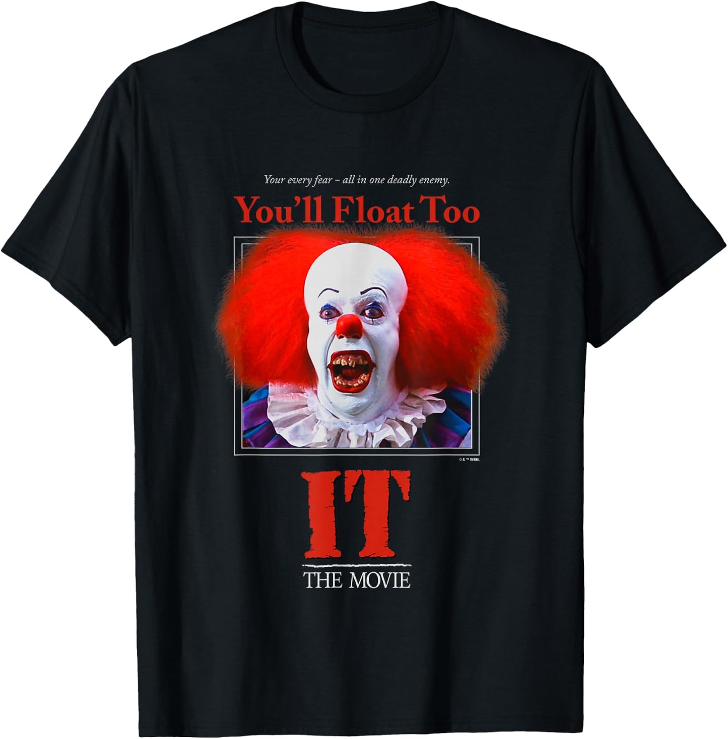 It Miniseries Pennywise You'll Float Too Retro Big Portrait T-Shirt - T-Shirt | Black