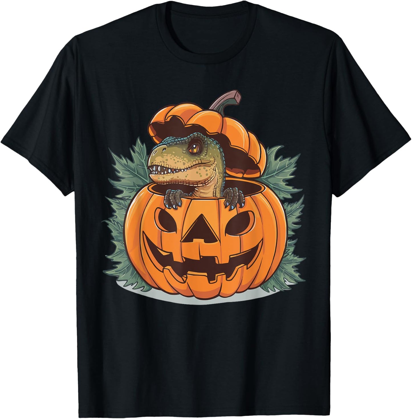 Dinosaur Halloween Spooky Dino Lover Scary Trick Or Treat T-Shirt - T-Shirt | Black