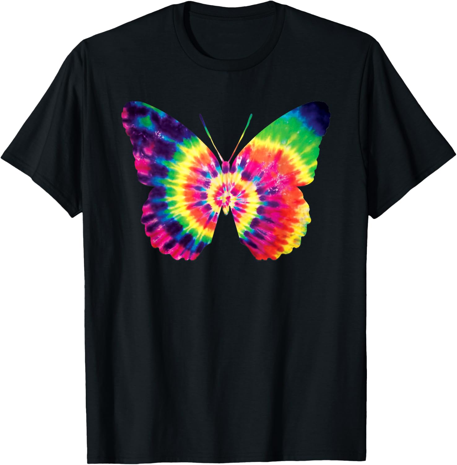 Rainbow Tie Dye Butterfly Tye Die Look Cool T-Shirt - T-Shirt | Black