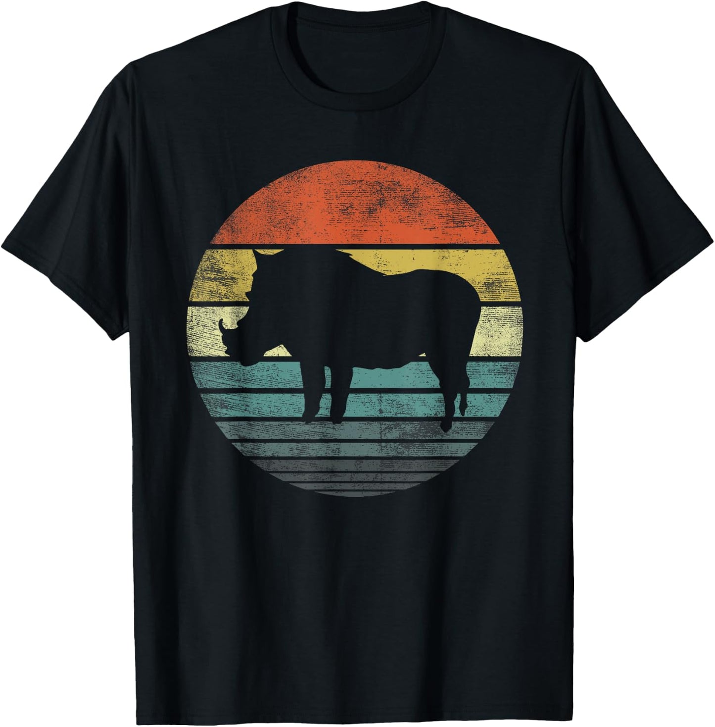 Warthog Lover Gift Funny Retro Vintage Zoo Animal Silhouette T-Shirt - T-Shirt | Black