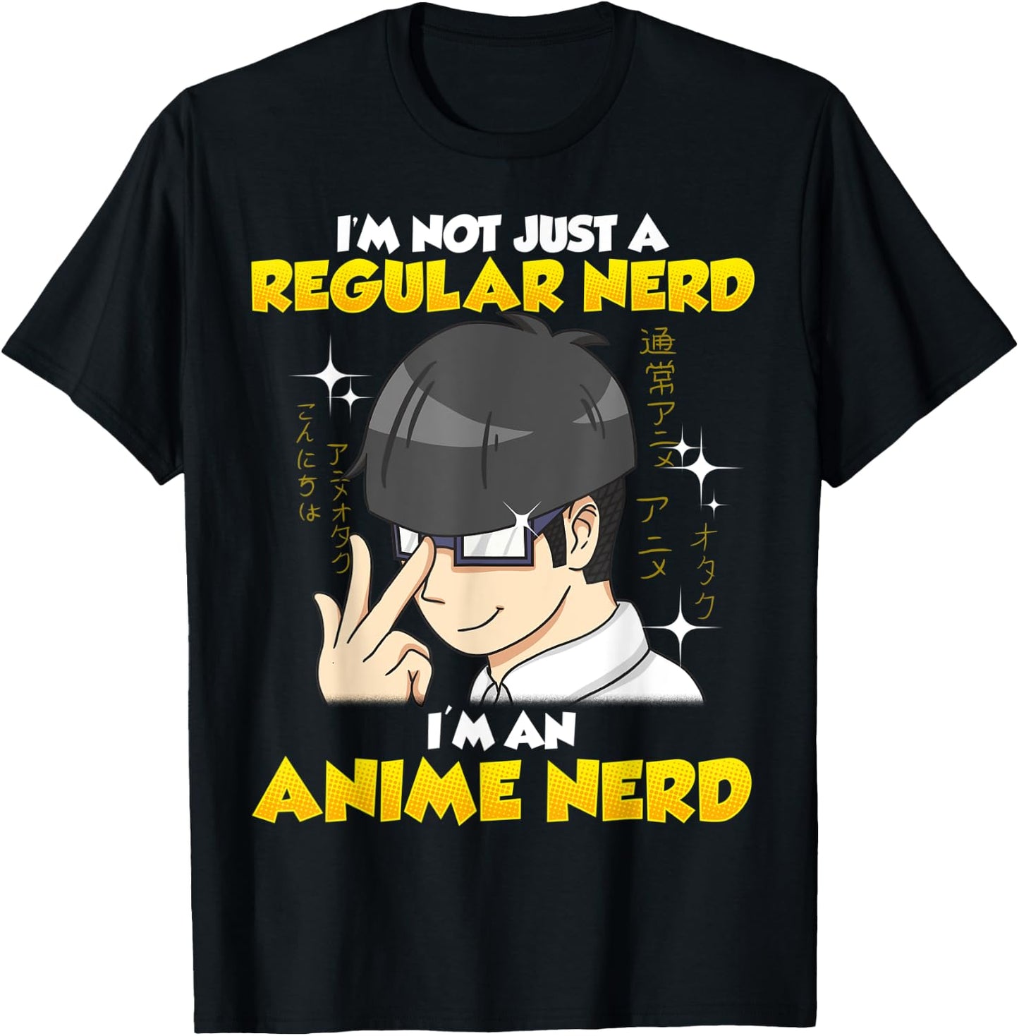 Anime Nerd Kawaii Chibi Otaku Manga Boy with Glasses T-Shirt - T-Shirt | Black