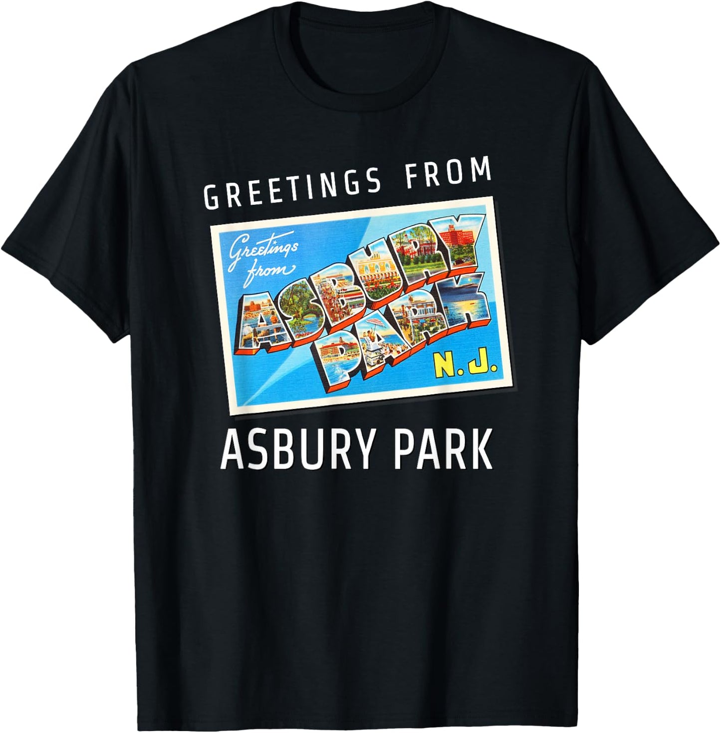 Asbury Park New Jersey NJ Travel Souvenir Gift Postcard Small T-Shirt - T-Shirt | Black