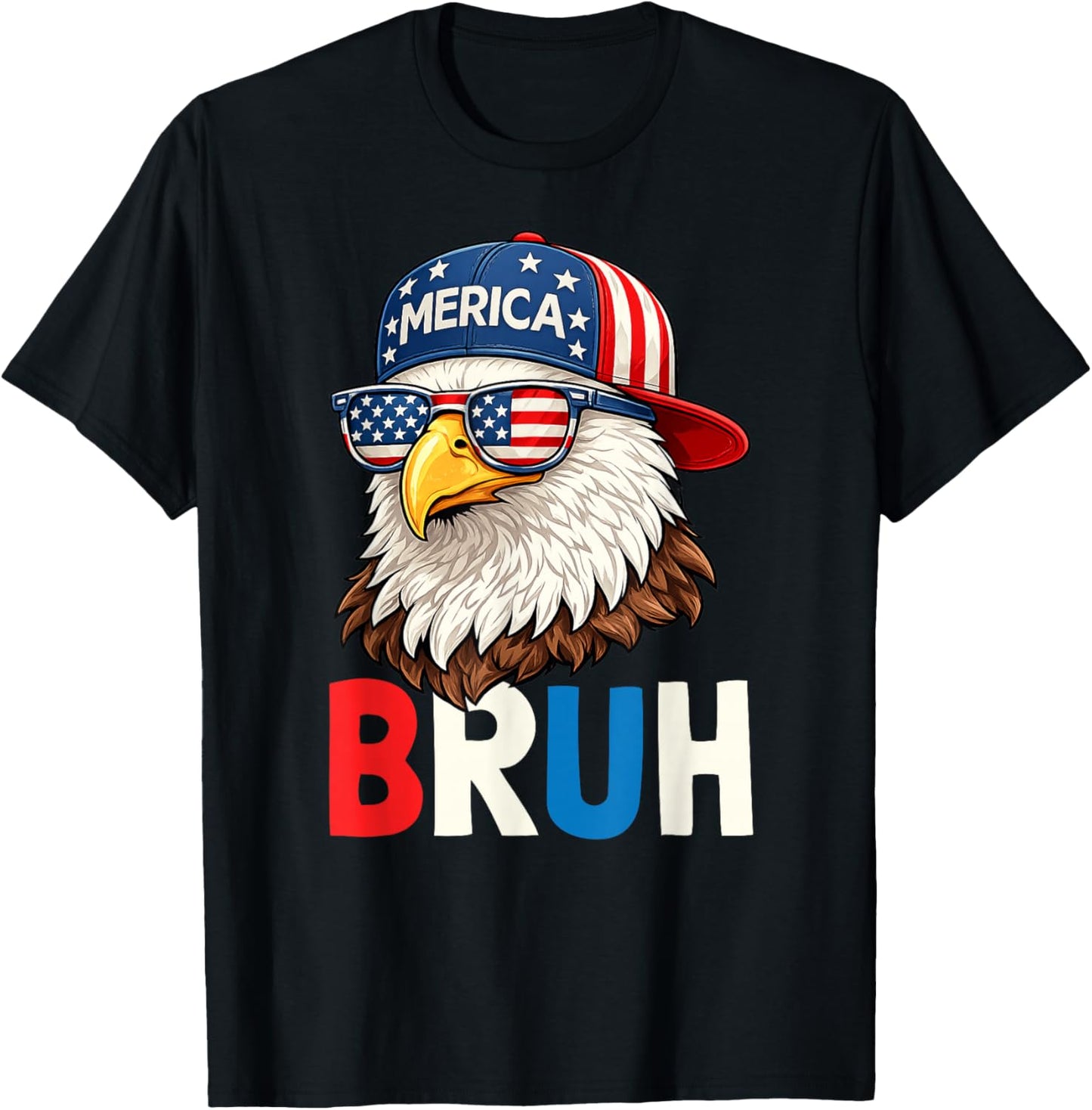 Funny 4th of July Bruh 2026 250th Patriotic Bald Eagle USA T-Shirt - T-Shirt | Black