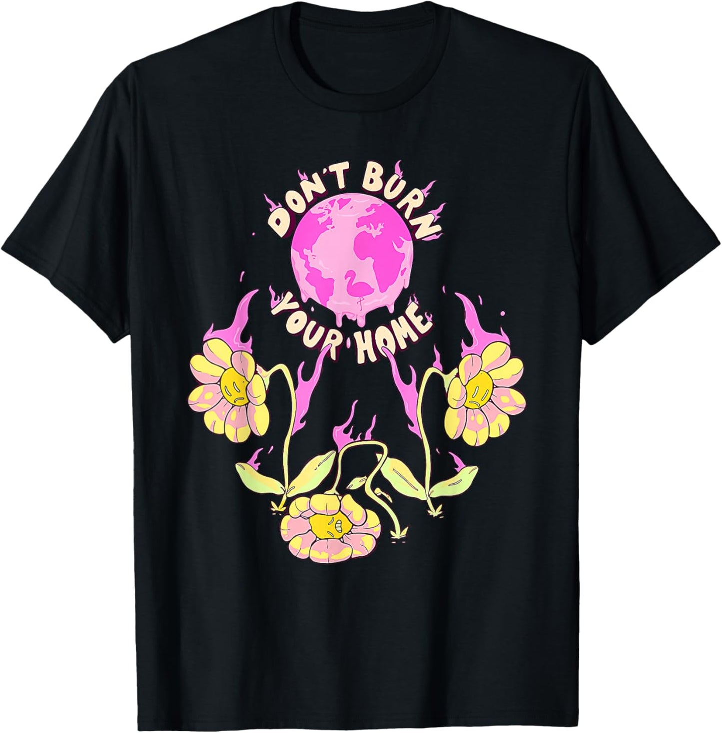 Dont Burn Your Home Flamingo Gaming Design T-Shirt - T-Shirt | Black